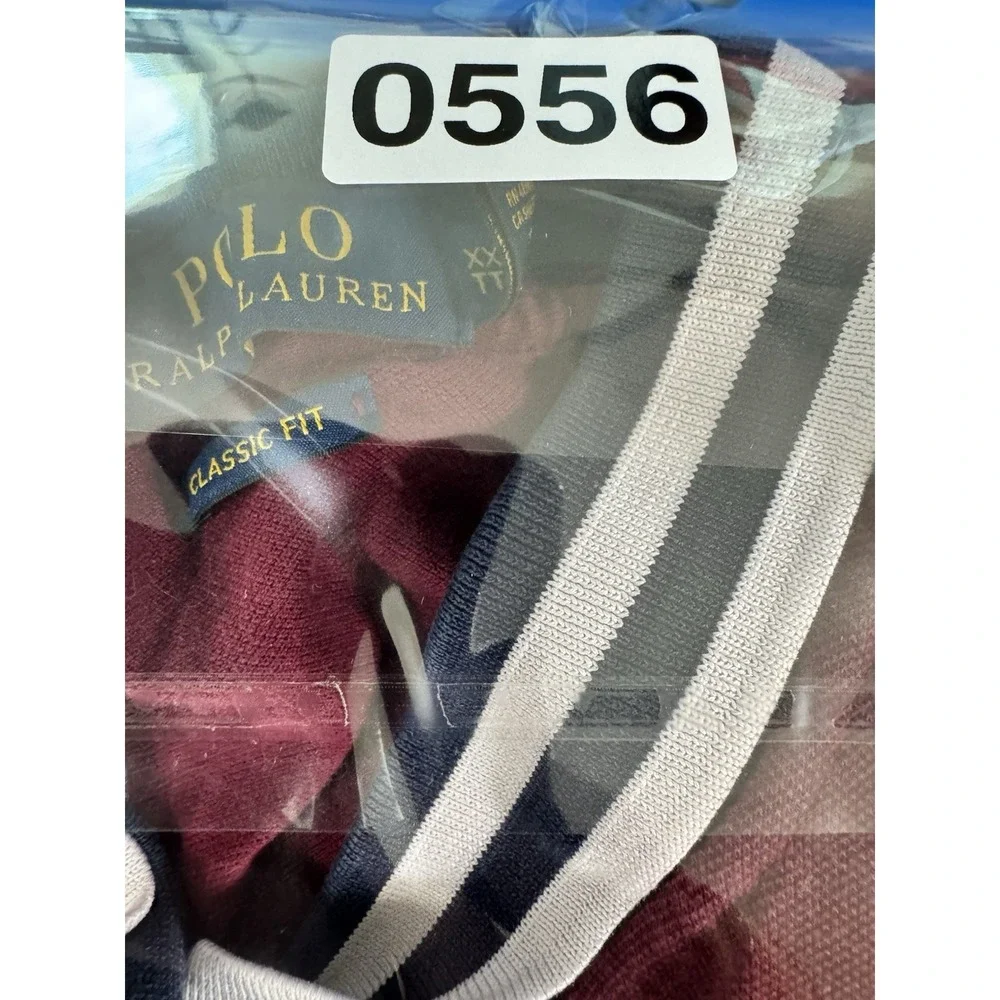 Polo Ralph Lauren Mens XXL Spell Out Polo Shirt Burgundy Yellow Pony Color Block